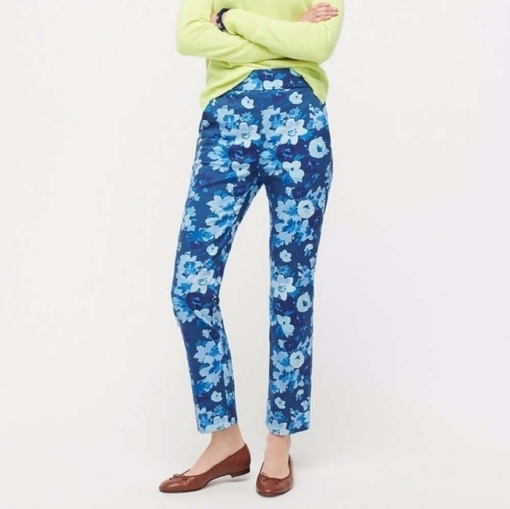J. Crew Blue Floral Cropped Pants